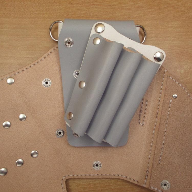 ライトグレー＆ホワイト　６丁差し　本革シザーケース　SCA-150/CHB