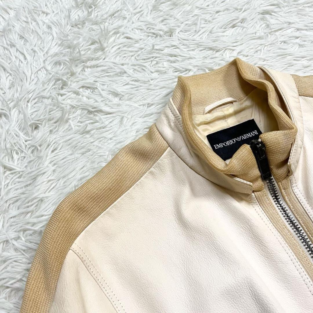 希少色 エンポリオアルマーニ レザージャケット 切替 黒タグ ダブル