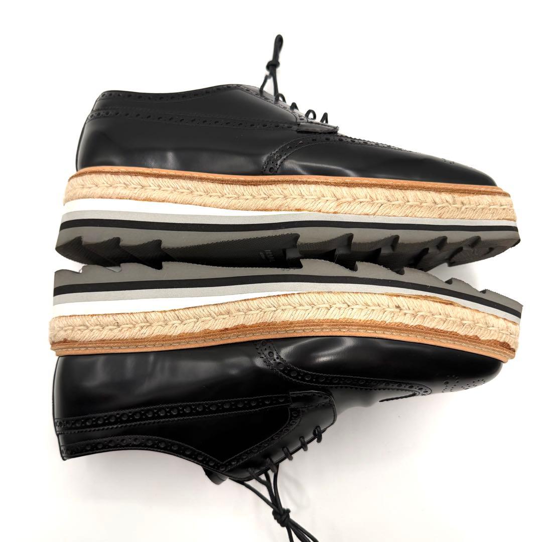 超美品　PRADA ブラック　レザー　ドレスシューズ　ウィングチップ　26㎝