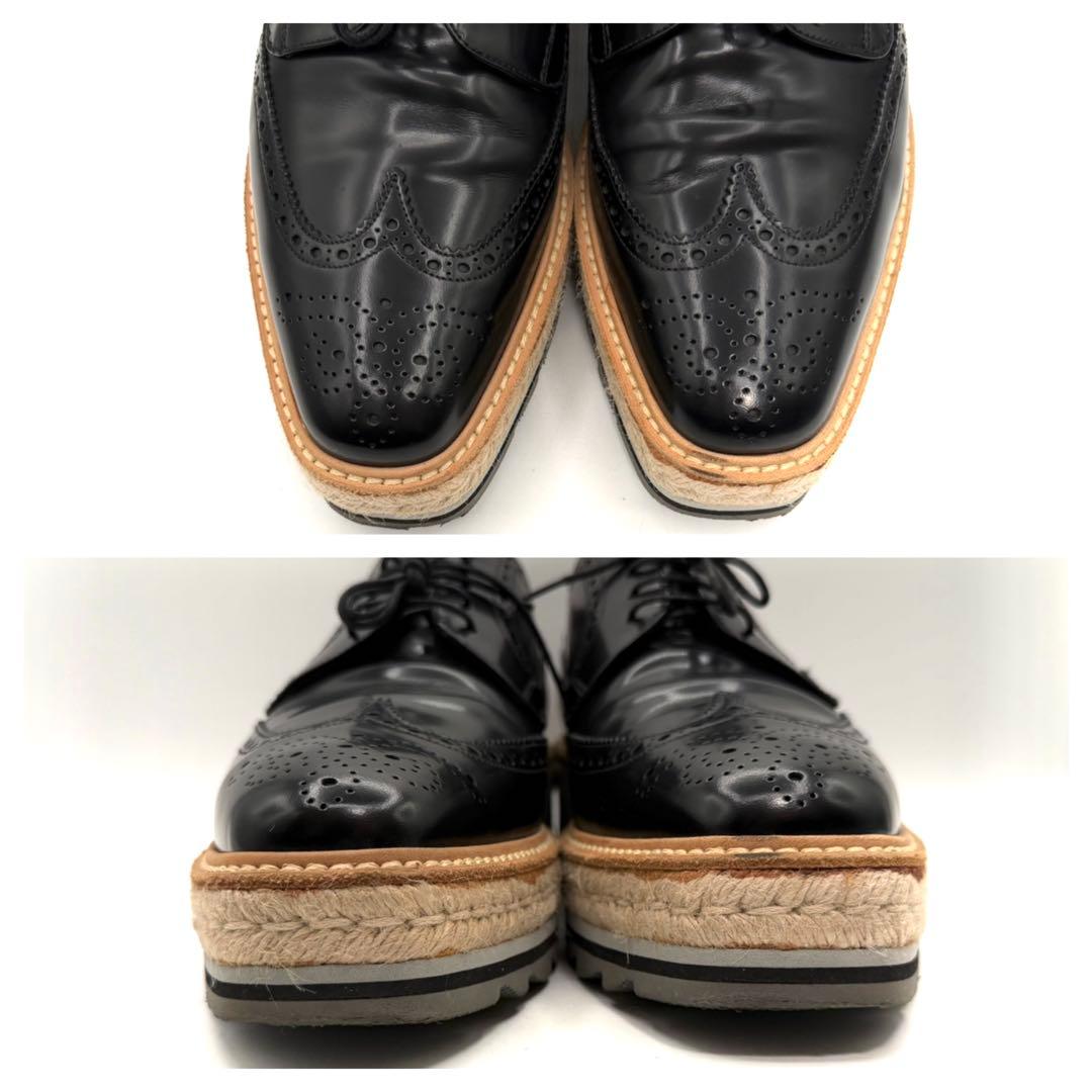 超美品　PRADA ブラック　レザー　ドレスシューズ　ウィングチップ　26㎝