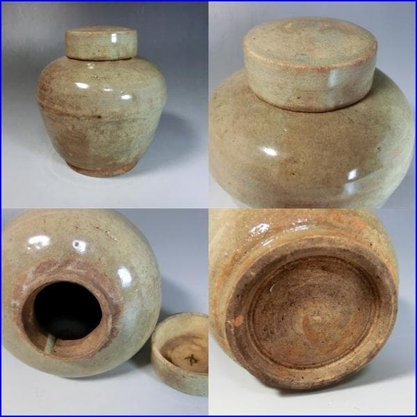 茶入□古萩（江戸期）時代物の文琳茶入 お茶道具 骨董品 古玩 古い茶器