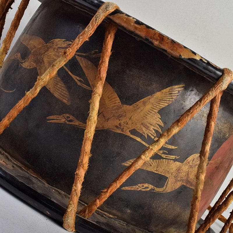 和楽器 和太鼓 日の出松鶴蒔絵 締太鼓 撥付 V R9351B