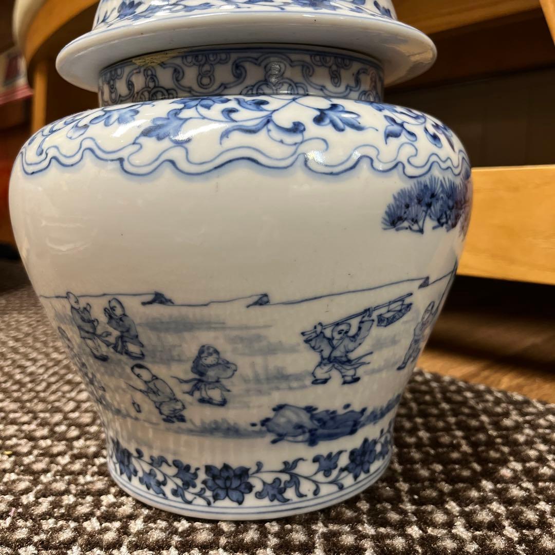 青染付壺 蓋壷 時代物 古美術品 骨董品 - メルカリ