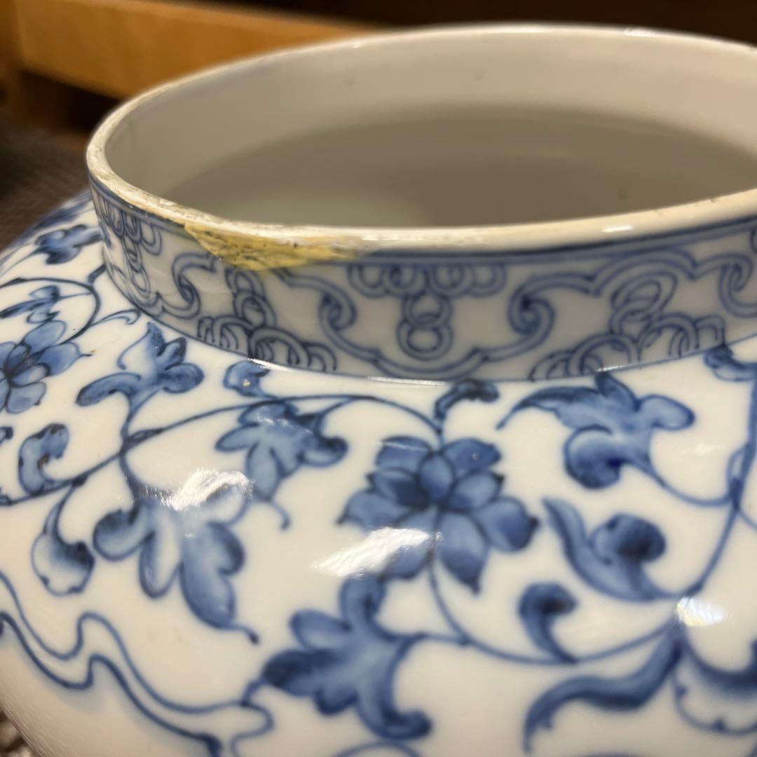 青染付壺 蓋壷 時代物 古美術品 骨董品 - メルカリ