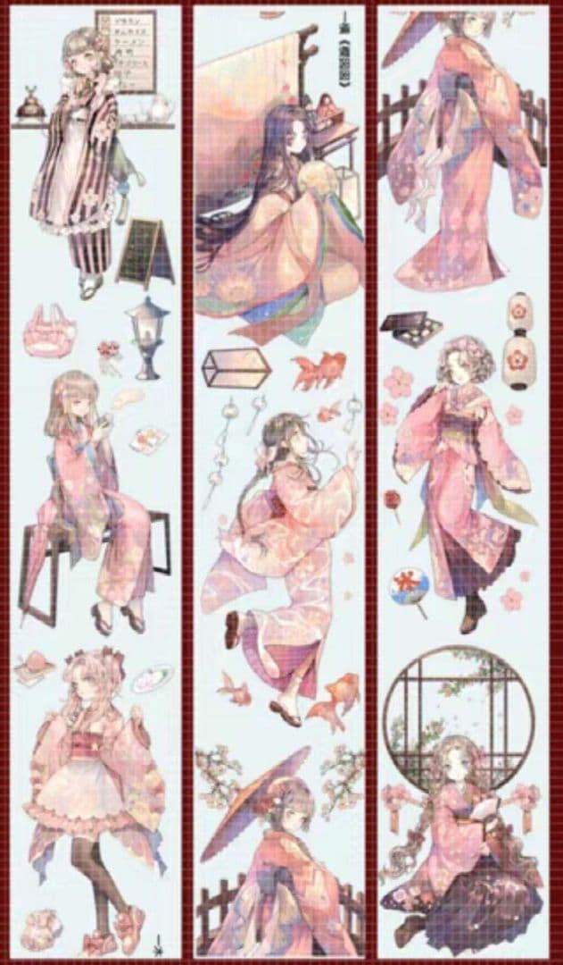 墨魚様SET ☆ 海外 マスキングテープ マステ PET 装飾 人物 镭射银