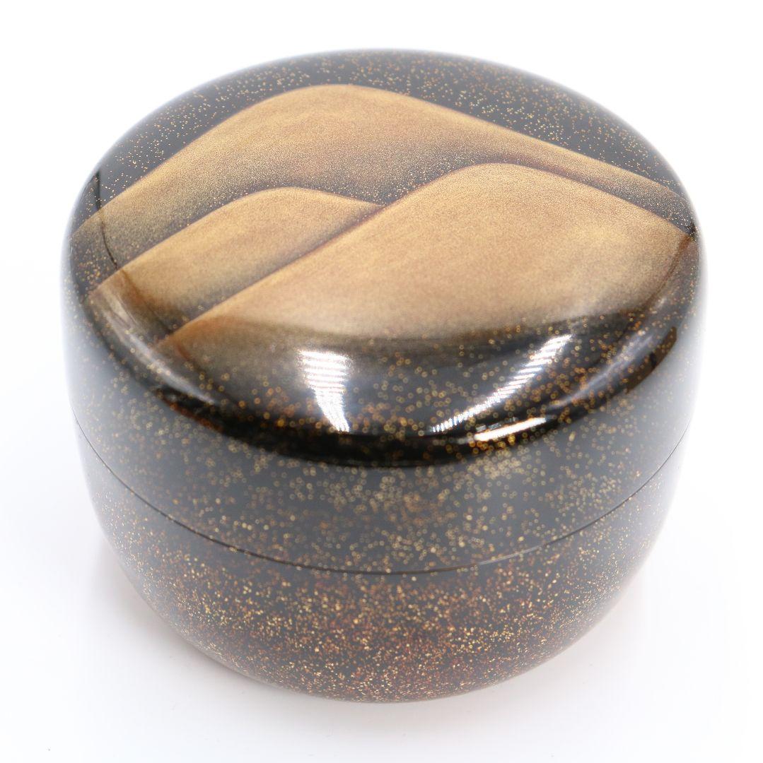 中村恭蔵作 遠山蒔絵 棗 金蒔絵 金梨子地 内銀溜 茶道具　DU99　1F28