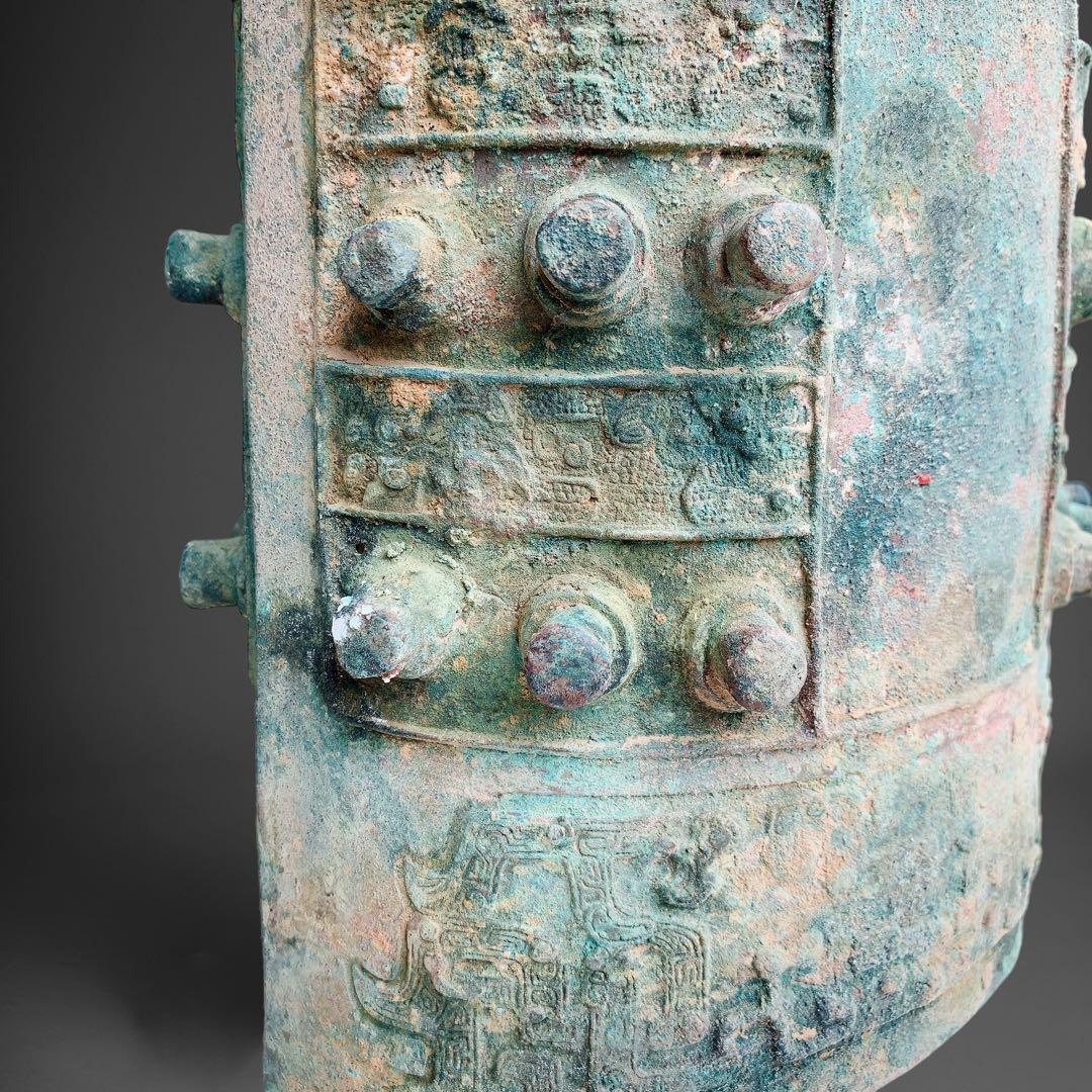 春秋戦国時代 青銅器 夔龍文 中国 銅鐸 饕餮 アンティーク 骨董品