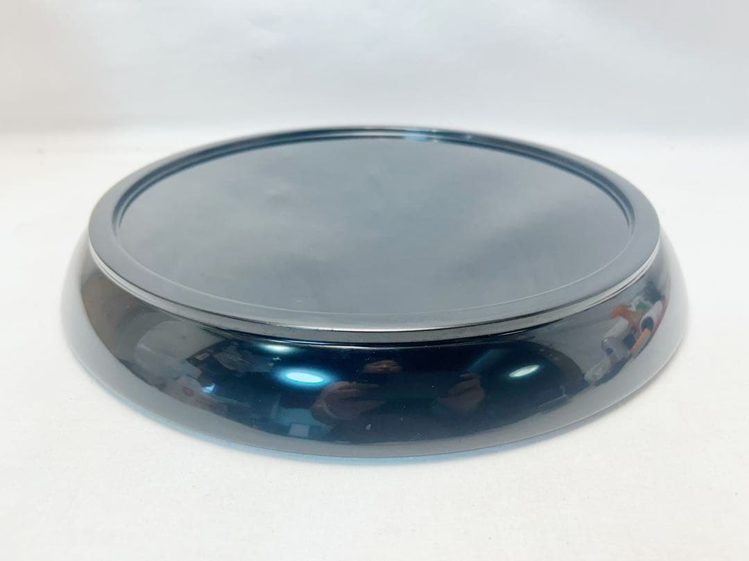 ほぼ未使用 茶道具 助田宗明木製黒塗 螺鈿細工 青貝 八卦盆 共箱