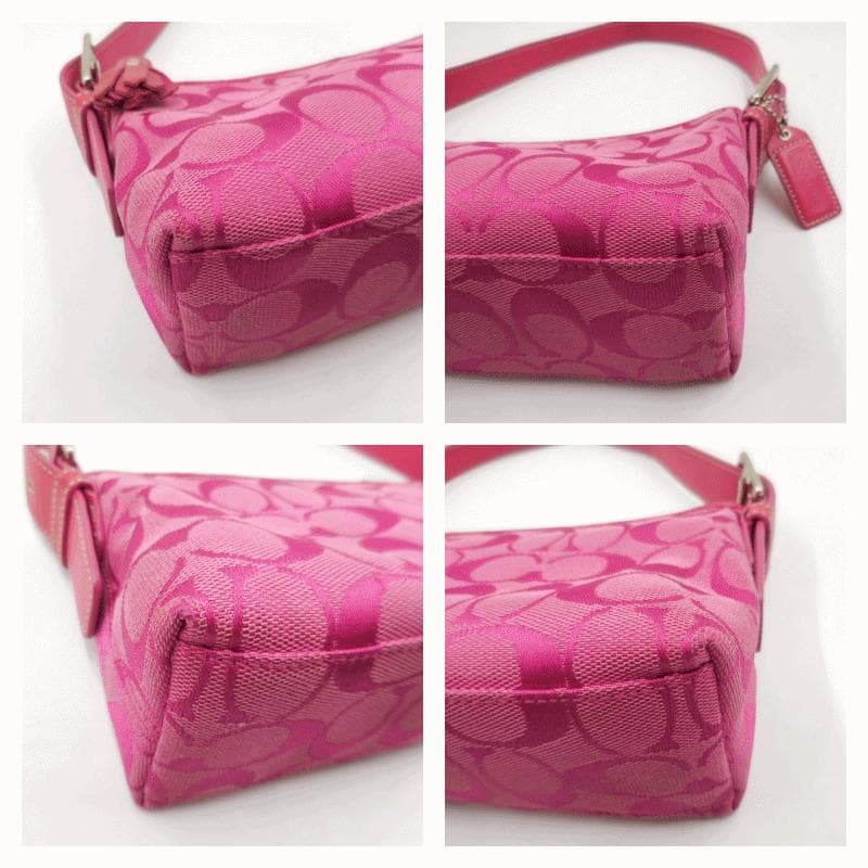 ✨COACH　コーチ　ポーチ シグネチャー ピンク キャンバス／レザー