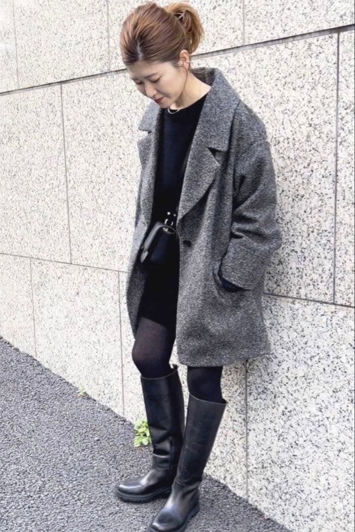 Spick and Span Wスライバーヘリンボーンミドルコート 38