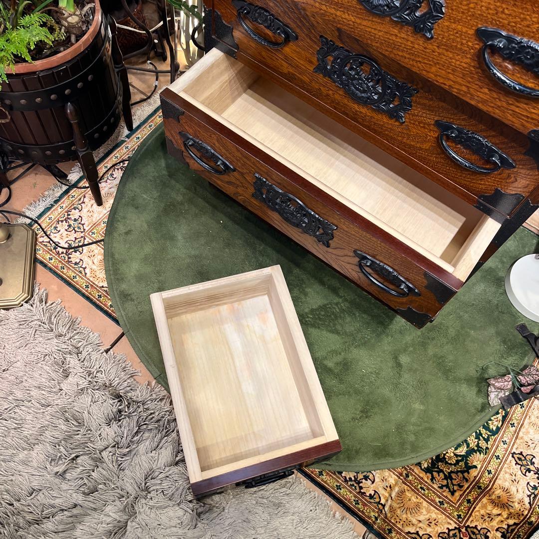 Sale 和製アンティーク 重厚感ある鉄器 チェストキャビネット 民芸