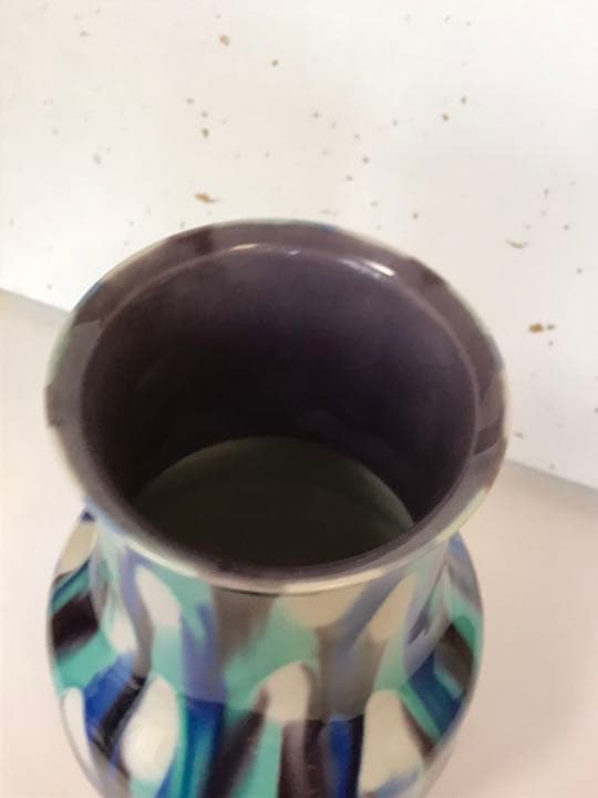 人間国宝 三代 徳田 八十吉 (正彦) 彩釉 花器 共箱 栞 本物保証 T46