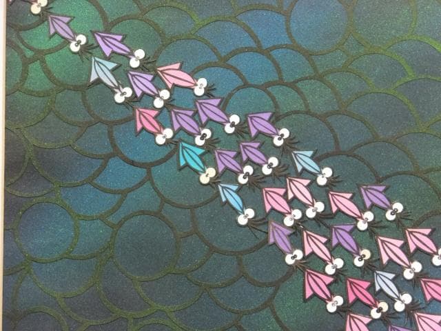 無署名　切絵　貼り絵『波昇蛍烏賊』切絵　貼り絵 0109E