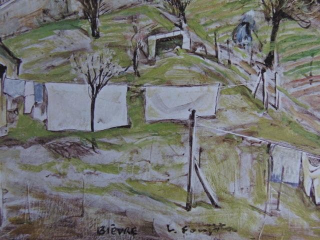 藤田嗣治、「Bievre」、希少画集の額装画、人気作品