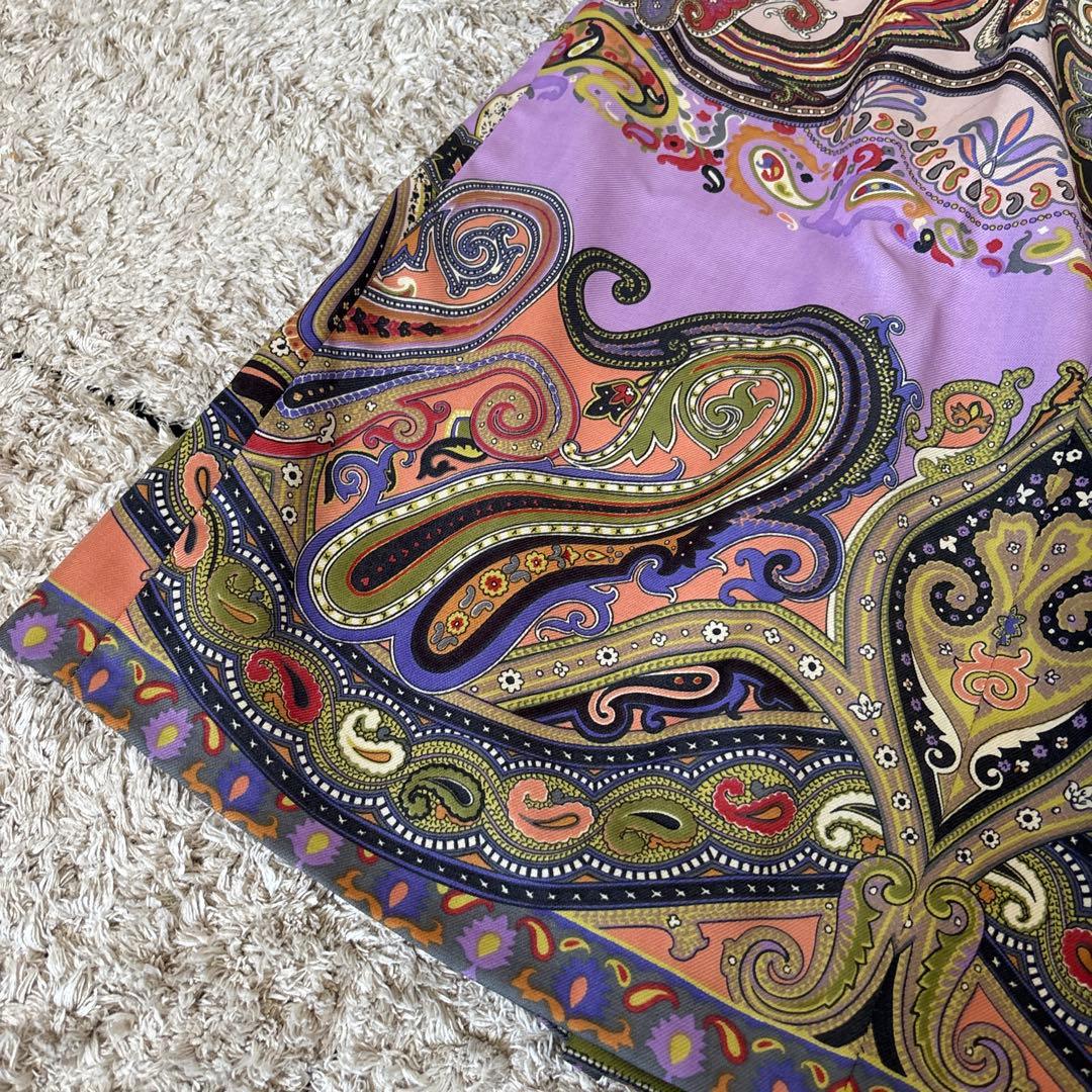 【極美品✨】エトロ　スカート　大きいサイズ　46 ペイズリー　牛革　レザー