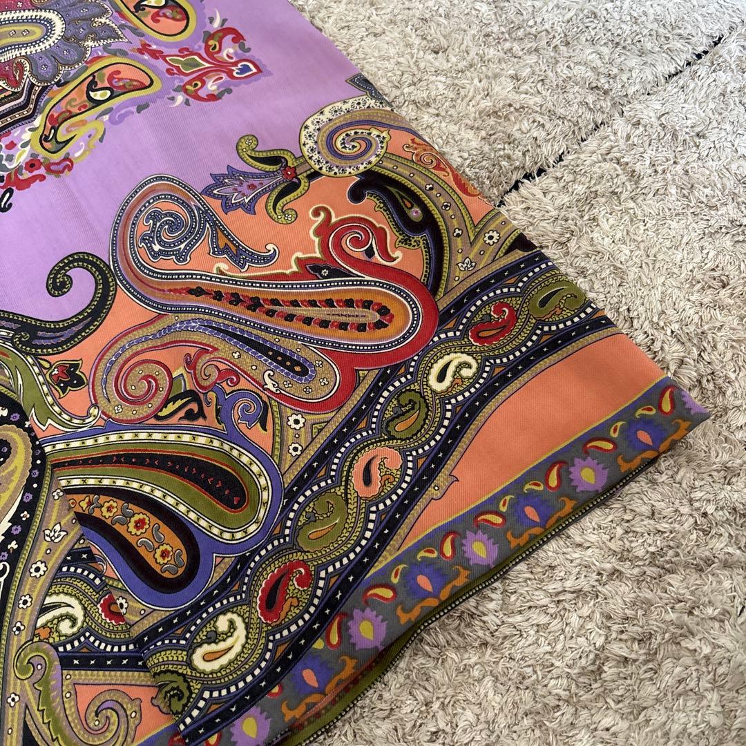 【極美品✨】エトロ　スカート　大きいサイズ　46 ペイズリー　牛革　レザー