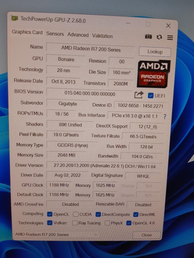 自作PC RYZEN7 2700・8GB・128GB・R7 260X・Win11