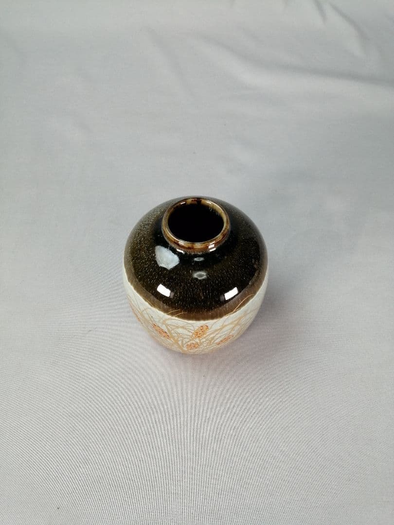 茶事具】小峠葛芳造 吉兆草之絵 丹山窯 振り出し 菓子器