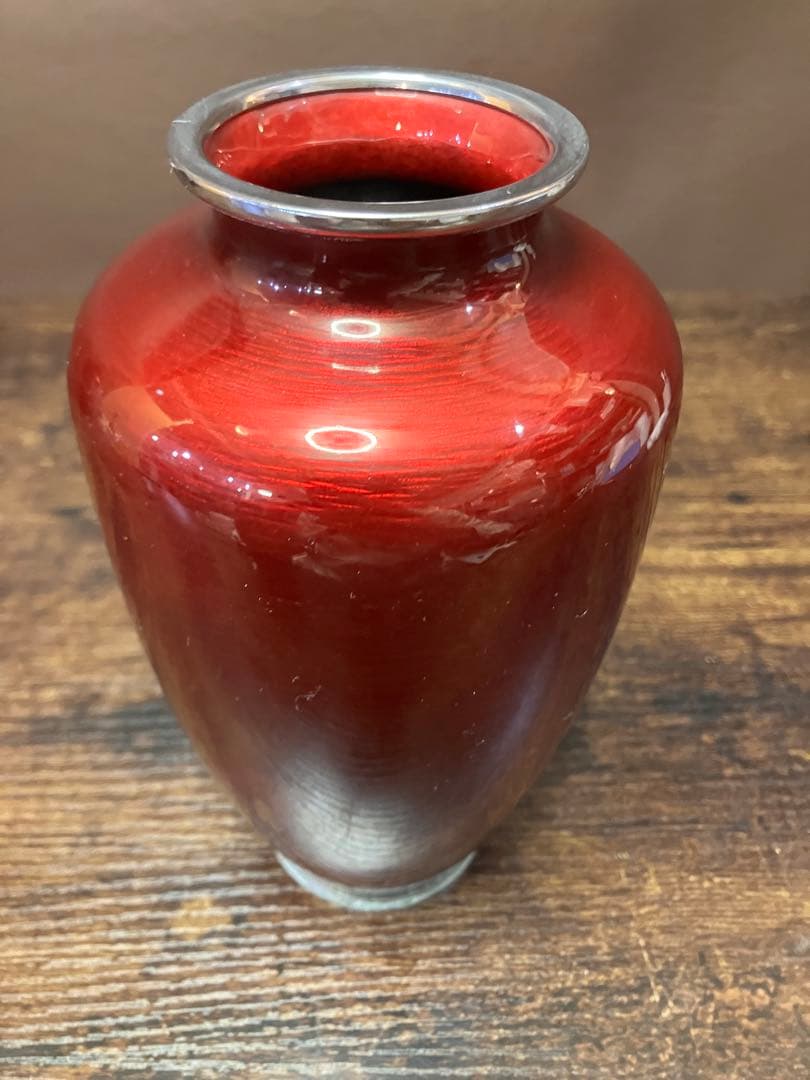 七宝焼 花瓶 菊柄 大小2個セット