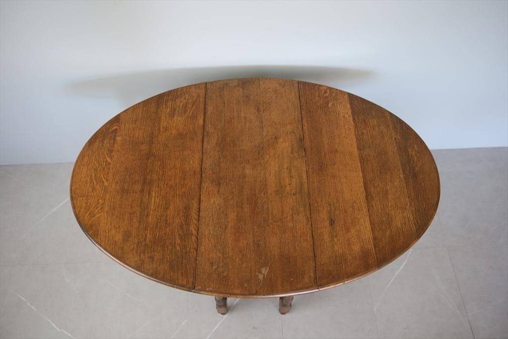 英国アンティーク木製ゲートレッグテーブル/ダイニング机バタフライ(89-64)