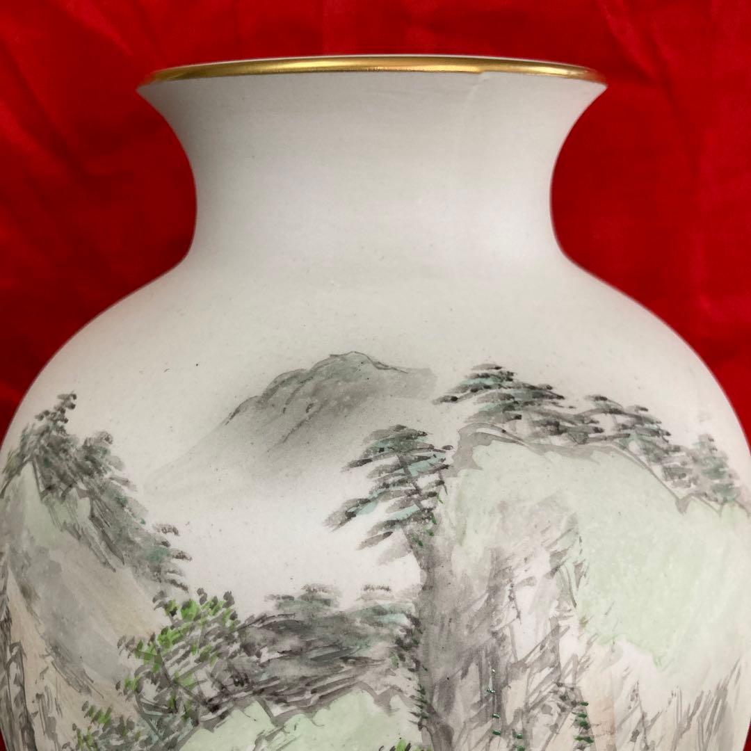 深川製磁　壺　山水図　オールド深川　画/金武自然