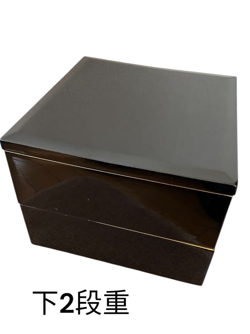 ✨漆塗り 四段重箱 木箱付き 黒塗 内朱 金縁 お正月 来客用 伝統和食器✨