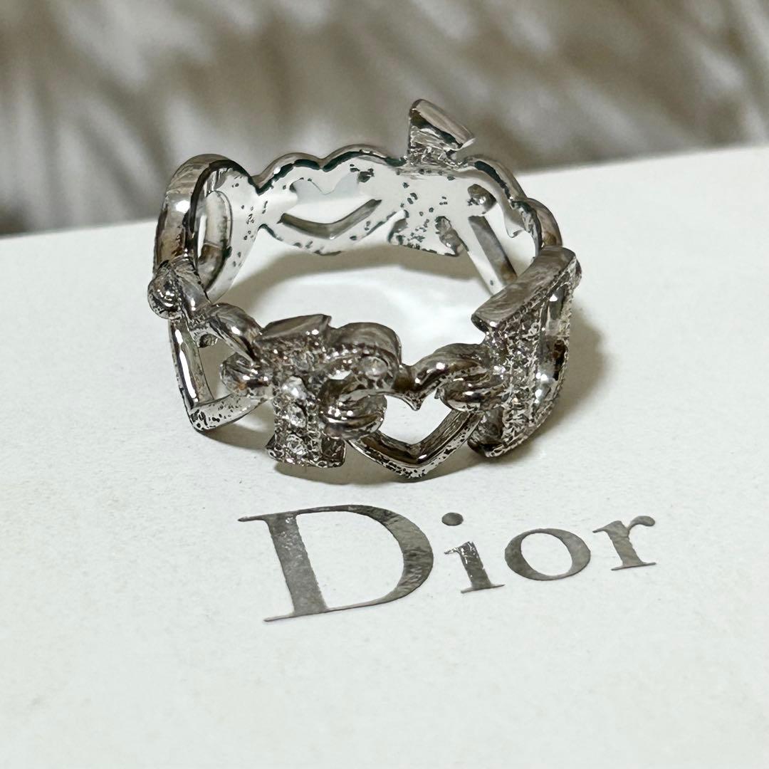 【良品】Christian Dior ディオール ラインストーン リング 指輪