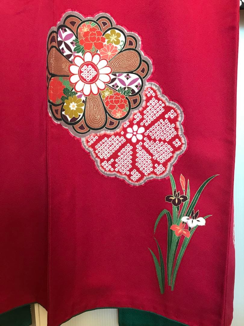 振袖 超美品 正絹 金糸と色刺繍 個性的 絞り柄
