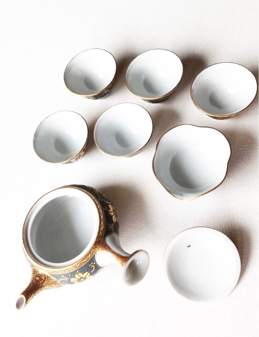 九谷焼青粒小茶器揃い林伊平作箱無し