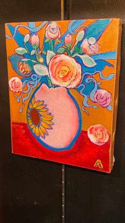 【アクリル画】商品名　「向日葵との出会い」新品未使用品