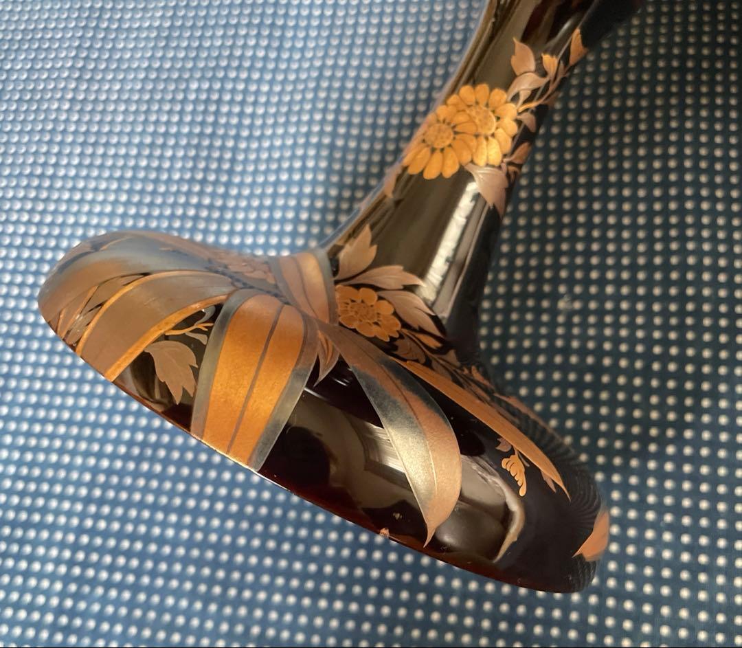 漆器 高台皿 蒔絵 金彩 木箱付き