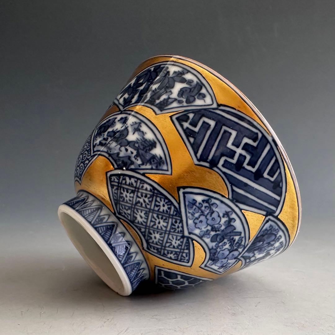 煎茶道具 祥瑞文金流し 煎茶碗 六客組 平安 清昌 共箱 染