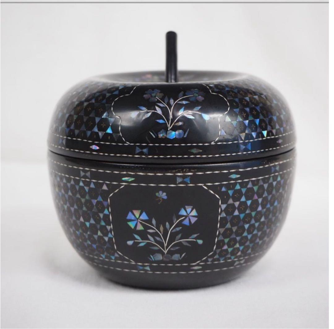 送料無料　古いりんご形螺鈿香合/蓋物　★希少品★