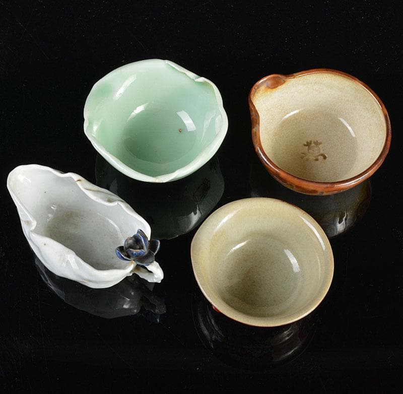 染付龍文煎茶碗五客青木木米造色絵人物文等湯冷四点FR4327