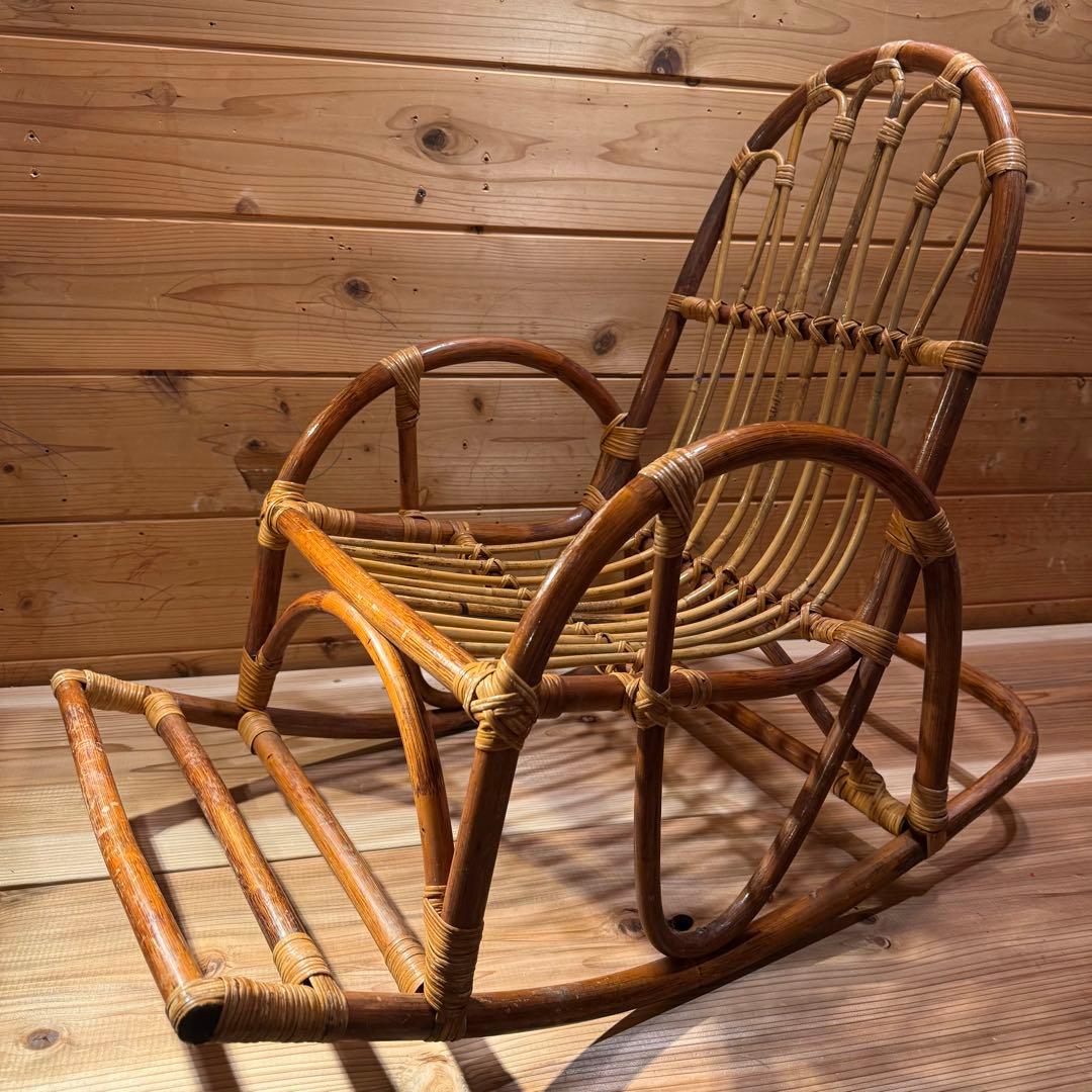 籐 ラタン子ども用ロッキングチェア｜ヴィンテージ・昭和レトロ撮影