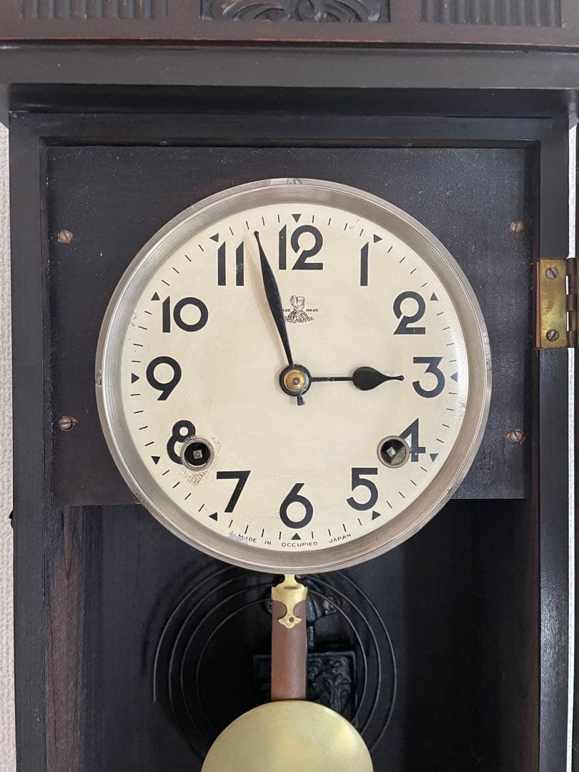 完動品 佐藤時計製造所オキュパイドジャパン 宮型ゼンマイ振り子時計