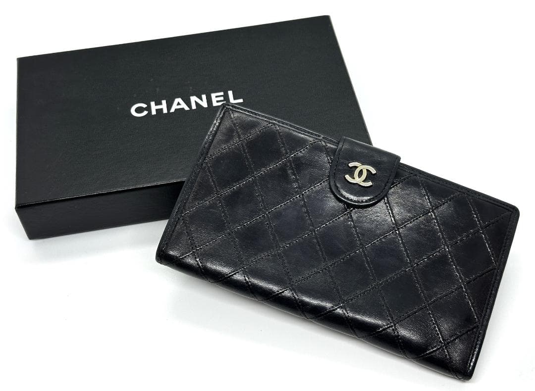 シャネル ココマーク マトラッセ ビコローレ レザー 二つ折り