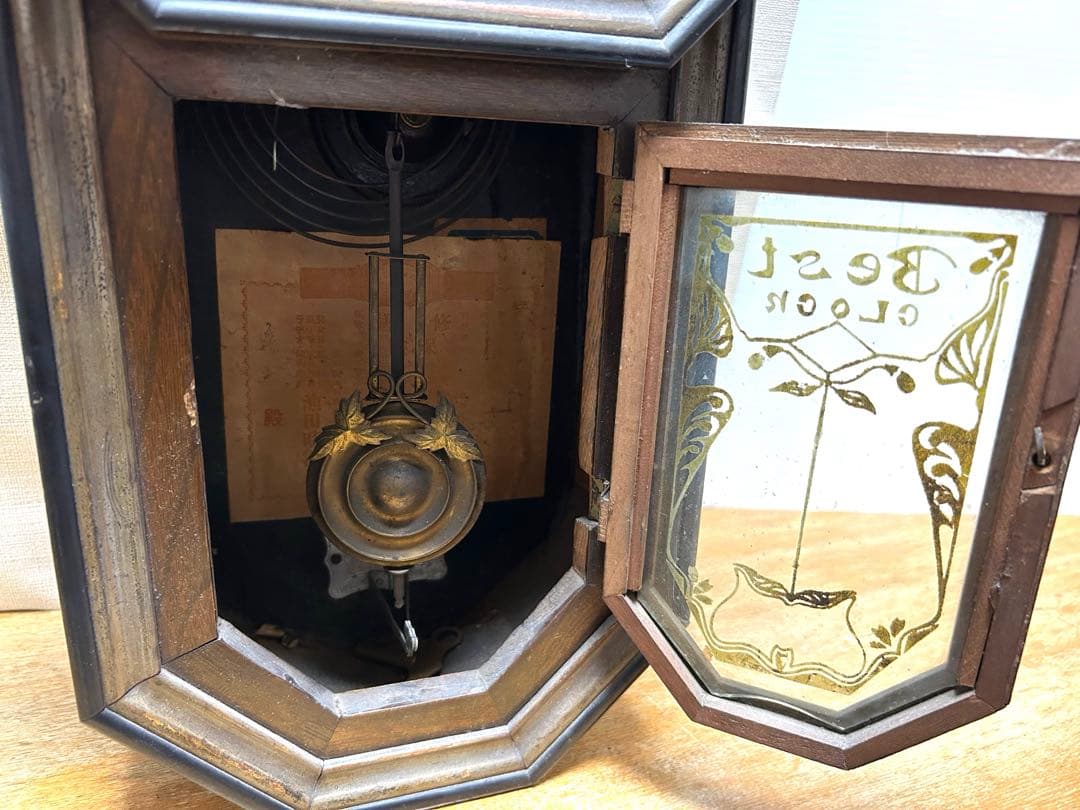 大正レトロなビンテージボンボン柱時計　実働品H③