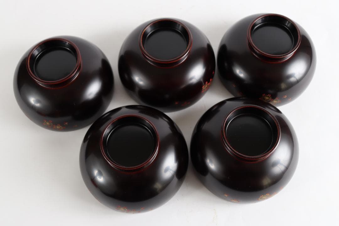 輪島塗 梅沈金御汁椀 藤野孝一郎 吸物椀 五客