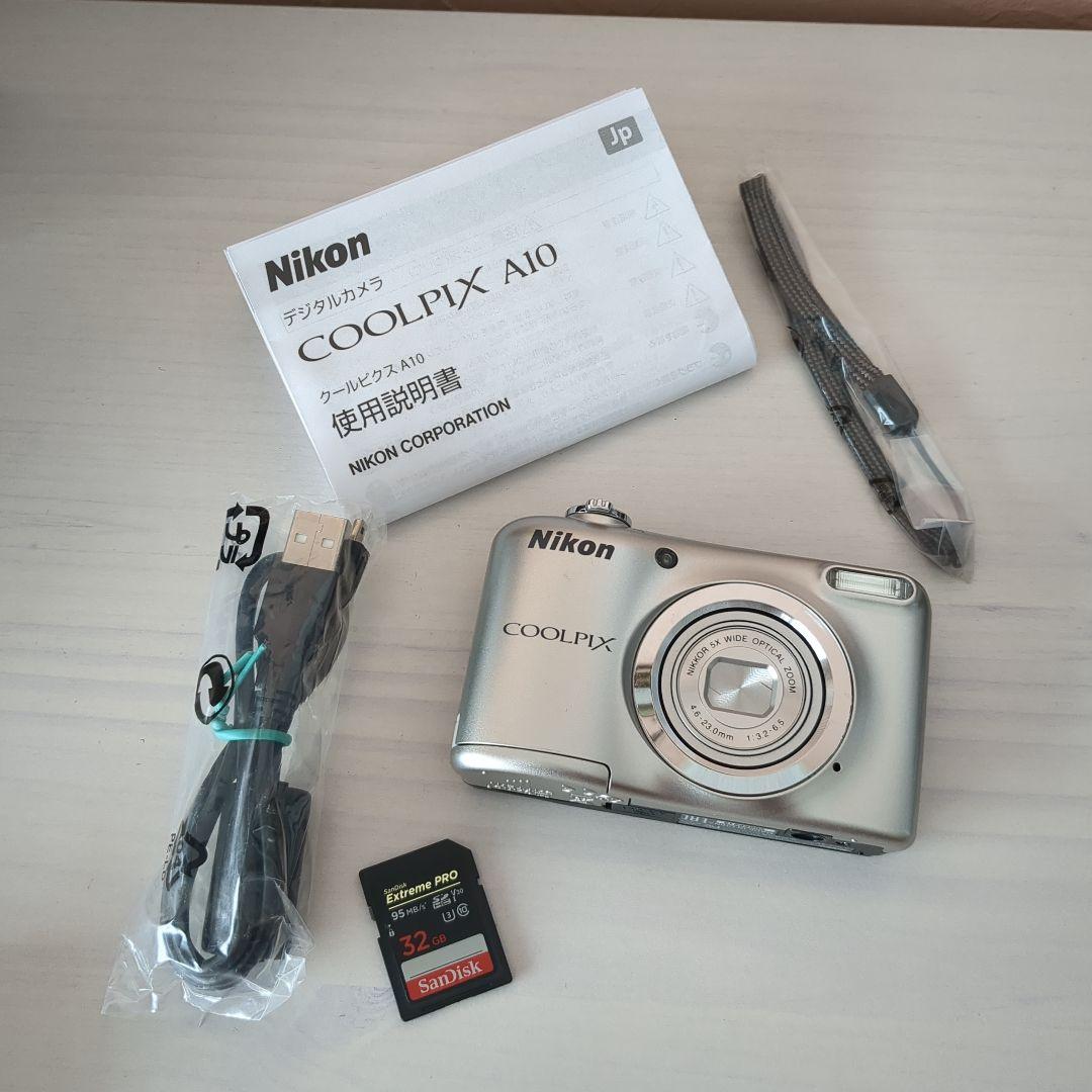 デジカメ Nikon COOLPIX A10 シルバー SDcard32GB付き - メルカリ