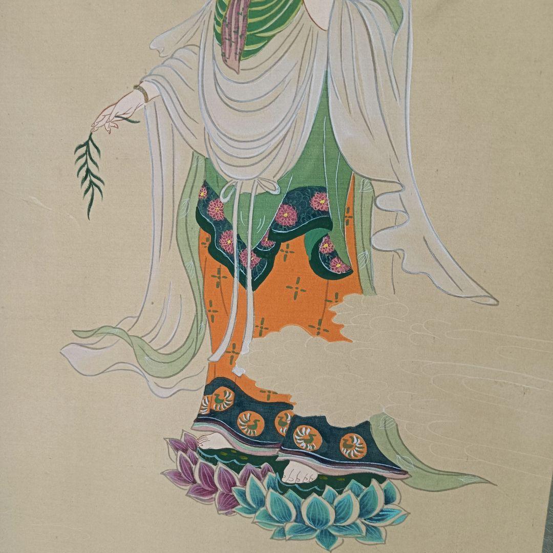 雲の上の白衣観音菩薩図】掛軸 絵 天台宗 真言宗 密教 禅宗