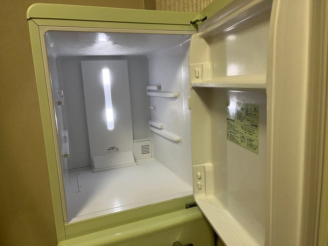 美品 2ドア ノンフロン冷凍冷蔵庫 149L グリーン e-angle 霜なし