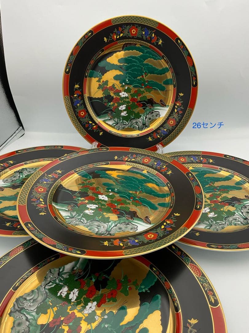 金襴手花鳥図器揃 大皿 有田焼 古伊万里