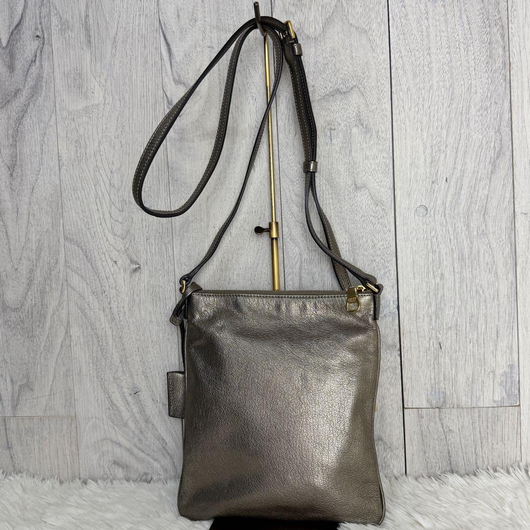 LOEWE ロエべ アナグラム パドロック レザー ショルダーバッグ ゴールド