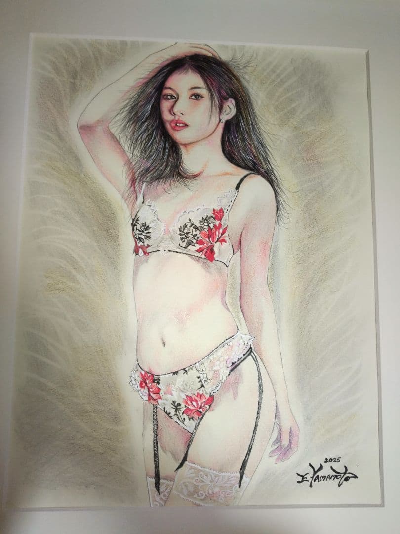 裸婦、美人画、絵画6号、しなりS山本英二、真作、肉筆、高塚省吾