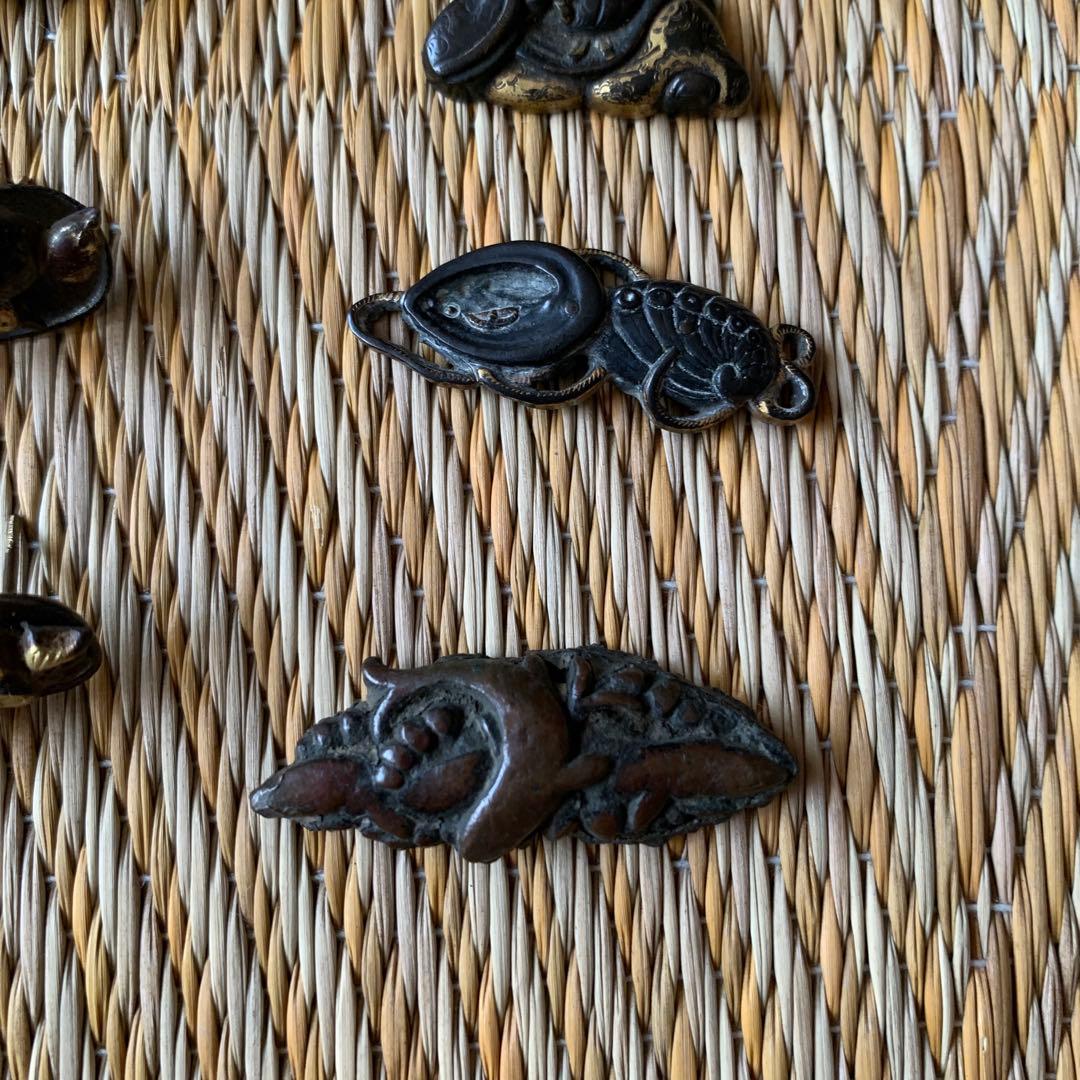 前金具 目貫 金工 人物 アワビ 獅子 魚