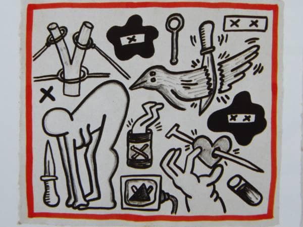 Keith Haring、No.152、希少画集画、新品額装付、状態良好