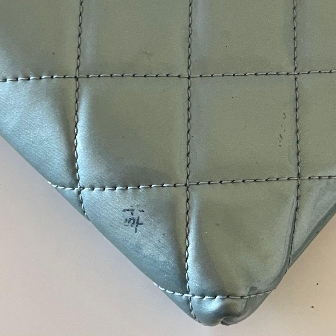 CHANEL シャネル　エナメル　ケース　マトラッセ　ライトブルー