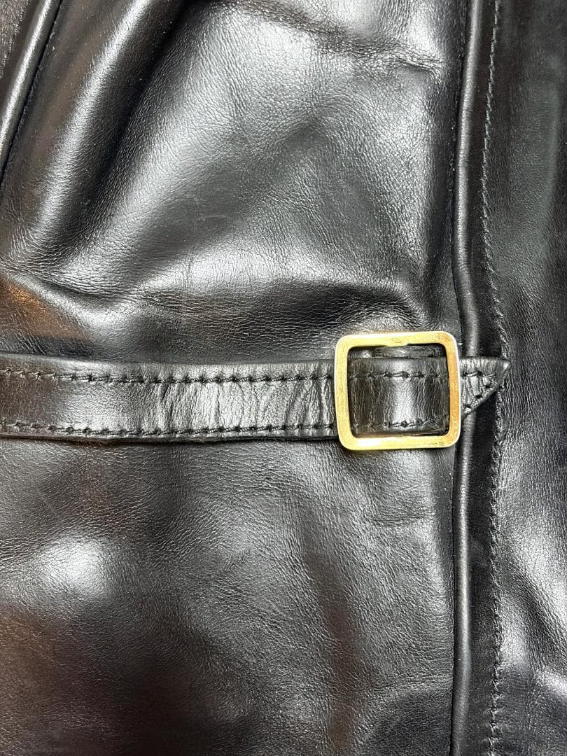 美品／J.Lサイン入】エアロレザー ハーフベルト 38 自立 ホースハイド