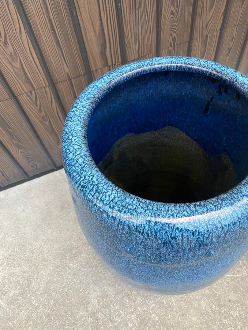 特大 火鉢 壺 海鼠釉薬 植木鉢 傘立て 花瓶